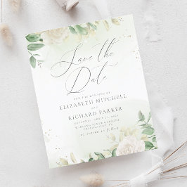 Elegant grönska budgetbröllop Spara datum
