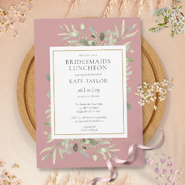 Elegant grönska dammrosa brudtjejlunch inbjudningar