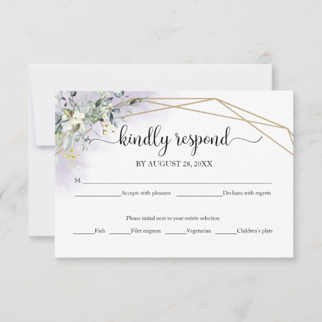 Elegant grönska Eukalyptus bröllop  RSVP-kort OSA Kort (Framsida)