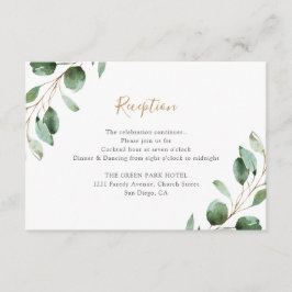Elegant grönska Eukalyptus bröllopsmottagning Tilläggskort