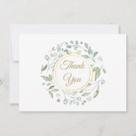 Elegant grönska gul skrift tack kort