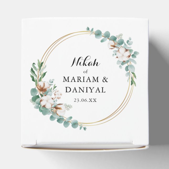 Elegant grönska Guld Blommig Muslimsk Nikah Bröllo Presentaskar (Överdel)