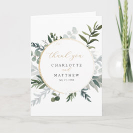 Elegant grönska guld tack kort