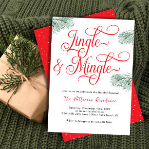Elegant grönska Jingle & Mingle julfest Inbjudningar