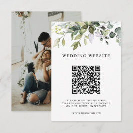 Elegant Grönska Lövverk QR-kod & Foto Bröllop Tilläggskort
