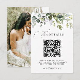 Elegant Grönska Lövverk QR-kod & Foto Bröllop Tilläggskort