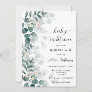 Elegant grönska modern eucalyptus baby shower inbjudningar
