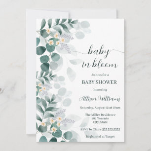Elegant grönska modern eukalyptus baby shower inbj inbjudningar