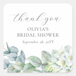 Elegant Grönska Modernt Manuskript Tack Gåva Fyrkantigt Klistermärke