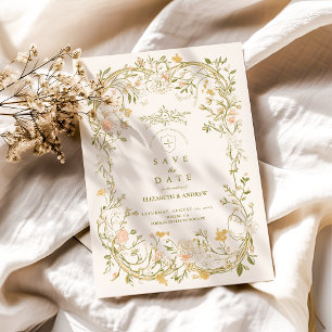 Elegant grönska och rosenskiftande blomster ram br spara datumet