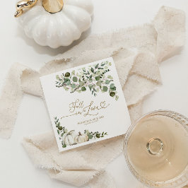 Elegant Grönska och Vit Pumpa Höstbröllop Pappersservett