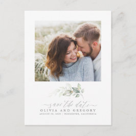 Elegant grönska romantisk Spara datum Foto Meddelande Vykort