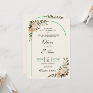Elegant grönska valv blomsterbröllop inbjudningar