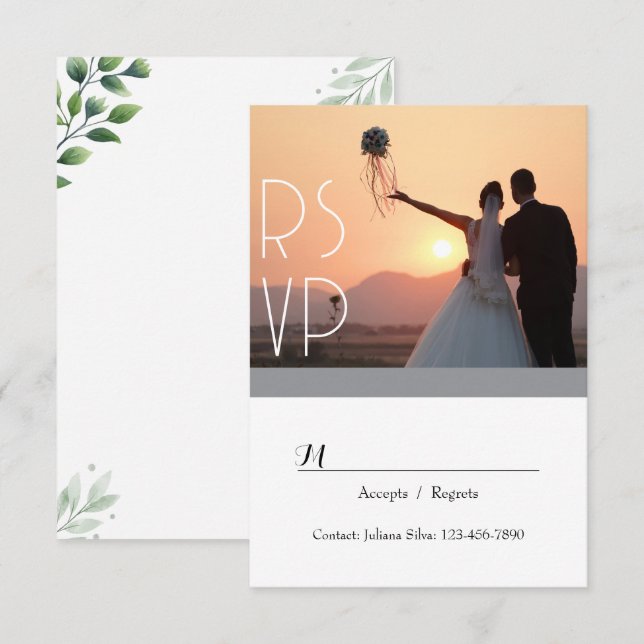 Elegant grönskande script RSVP-inbjudan OSA Kort (Fram/baksida)