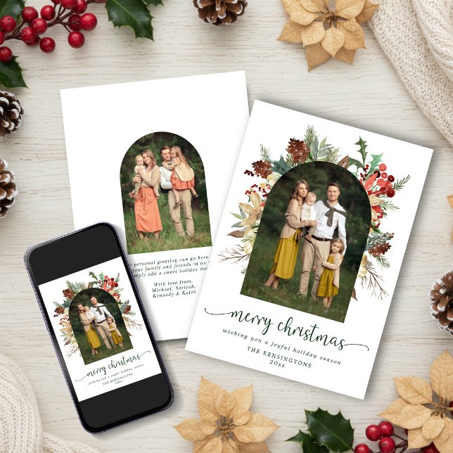 Elegant Grönskande Valv God Jul Foto Julkort (Skapare uppladdad)