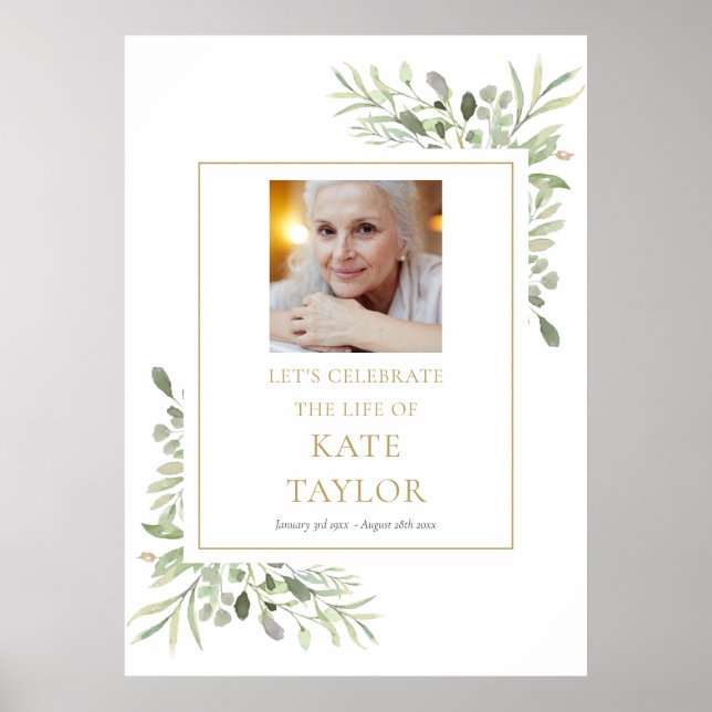 Elegant grönskefoto Firande av Livets Tecken Poster (Framsidan)