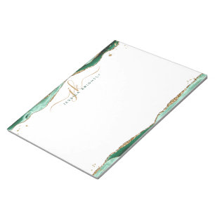 Elegant Grönt Agate Script Monogram Initialer Anteckningsblock