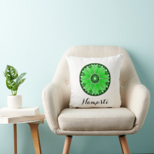 Elegant Grönt Andlig Mandala Namaste Kudde