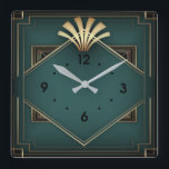 Elegant grönt Art Deco Fyrkantig Klocka<br><div class="desc">Underbar Art Deco-klockdesign. Du kommer att kärlek det som andra. Du kan fritt använda den här designen för andra produkter eller anpassa och lägga till text. Följ mig för mer. Tack. Ha en trevlig dag.</div>