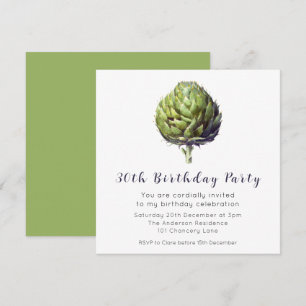 Elegant Grönt Artichoke BIrthday-inbjudan Kort