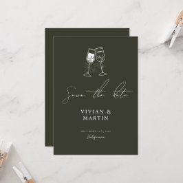 Elegant Grönt av olivträd Spara datum Inbjudningar