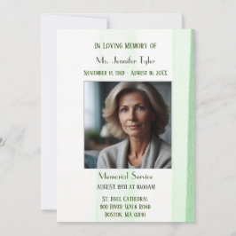 Elegant Grönt begravningsminnesceremoni Inbjudningar