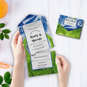 Elegant Grönt Blå himmel Landskap Abstrakt Bröllop