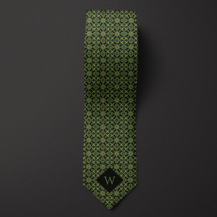 Elegant Grönt & Black Arabesque Monogram Slips