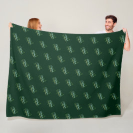 Elegant Grönt Blanket med hennes Namn och Initial Fleecefilt