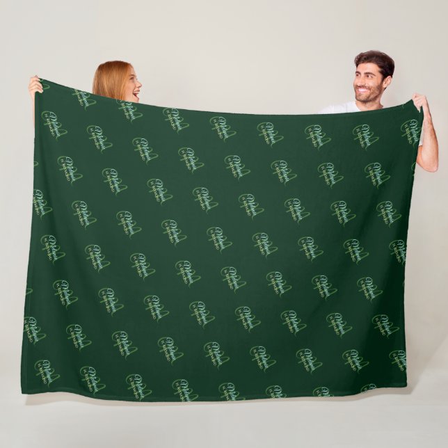 Elegant Grönt Blanket med hennes Namn och Initial Fleecefilt (På plats)