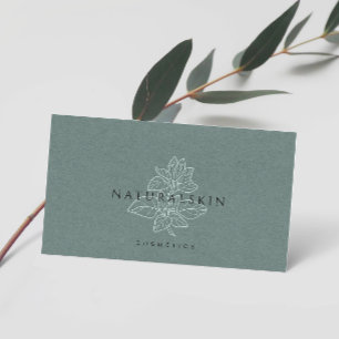 Elegant Grönt Blommigt Beauty Logotyp Visitkort