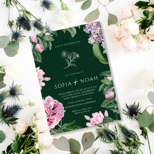 Elegant Grönt Blommigt Garden Wedding Wedding Inbjudningar