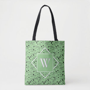 Elegant GRÖNT BLOMMIGT MONOGRAM Tygkasse