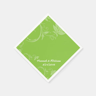 Elegant Grönt Blommigt Personligt bröllp Napkin Pappersservett