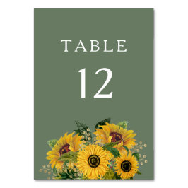 Elegant Grönt Blommigt Solblommor Bröllop Bordsnummer