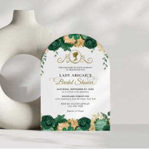 Elegant Grönt Blommigt Viktorian Möhippa Arch Inbjudningar