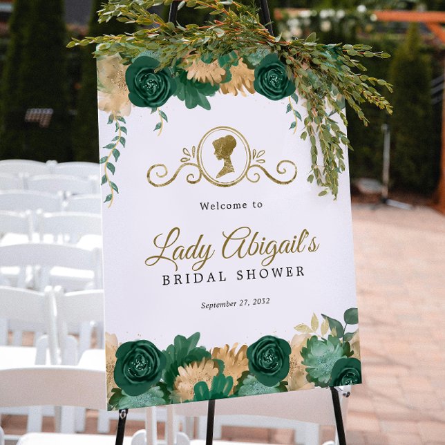 Elegant Grönt Blommigt Viktoriansk Möhippa Poster (Skapare uppladdad)