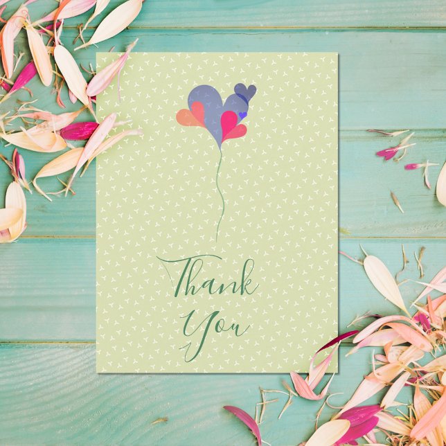 Elegant grönt Blue lila ballong hjärta minimalist Vykort (Skapare uppladdad)