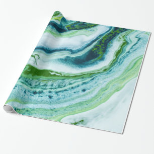 Elegant GRÖNT BLUE VITTLIGT MARBLE STRUKTUR Presentpapper