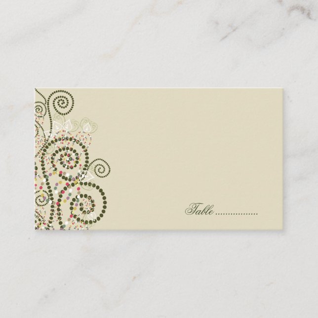 Elegant Grönt Boho Spiral Bröllop Placeringskort (Framsida)