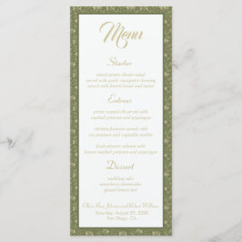 Elegant Grönt Botanical Bröllop Menu Meny