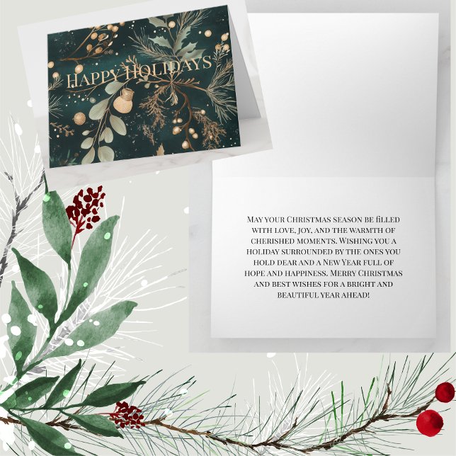 Elegant Grönt Botanisk jul Kort (Send your Christmas Greetings with our Elegant Green Botanical Christmas Greeting Cards!)
