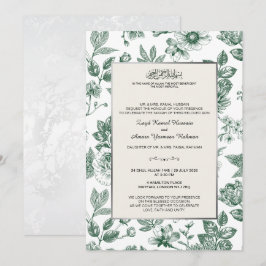 Elegant Grönt Botaniska Islamiska Bröllop Inbjudningar