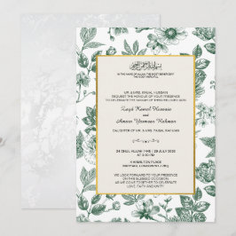 Elegant Grönt Botaniska Islamiska Bröllop Inbjudningar