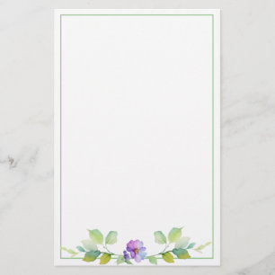 Elegant grönt botaniska vattenfärgsvilda blommor brevpapper