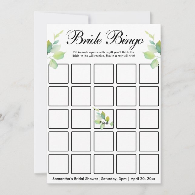 Elegant grönt botaniska vattenfärgsvilda blommor inbjudningar (Framsida)