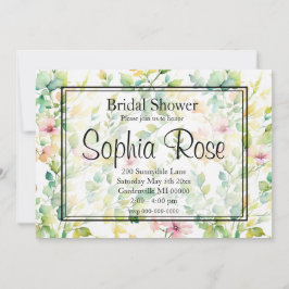 Elegant grönt botaniska vattenfärgsvilda blommor inbjudningar