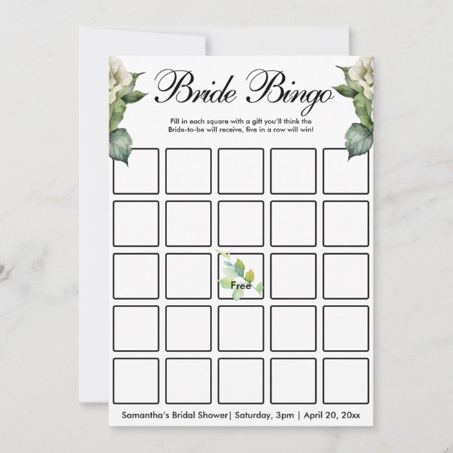 Elegant grönt botaniska vattenfärgsvilda blommor inbjudningar (Framsida)