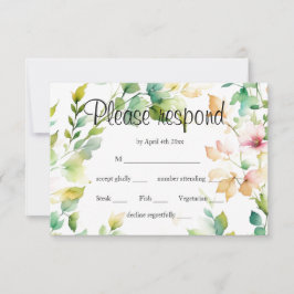 Elegant grönt botaniska vattenfärgsvilda blommor OSA kort