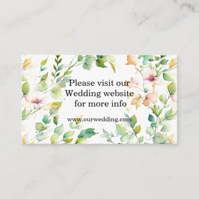 Elegant grönt botaniska vattenfärgsvilda blommor tilläggskort (Framsida)